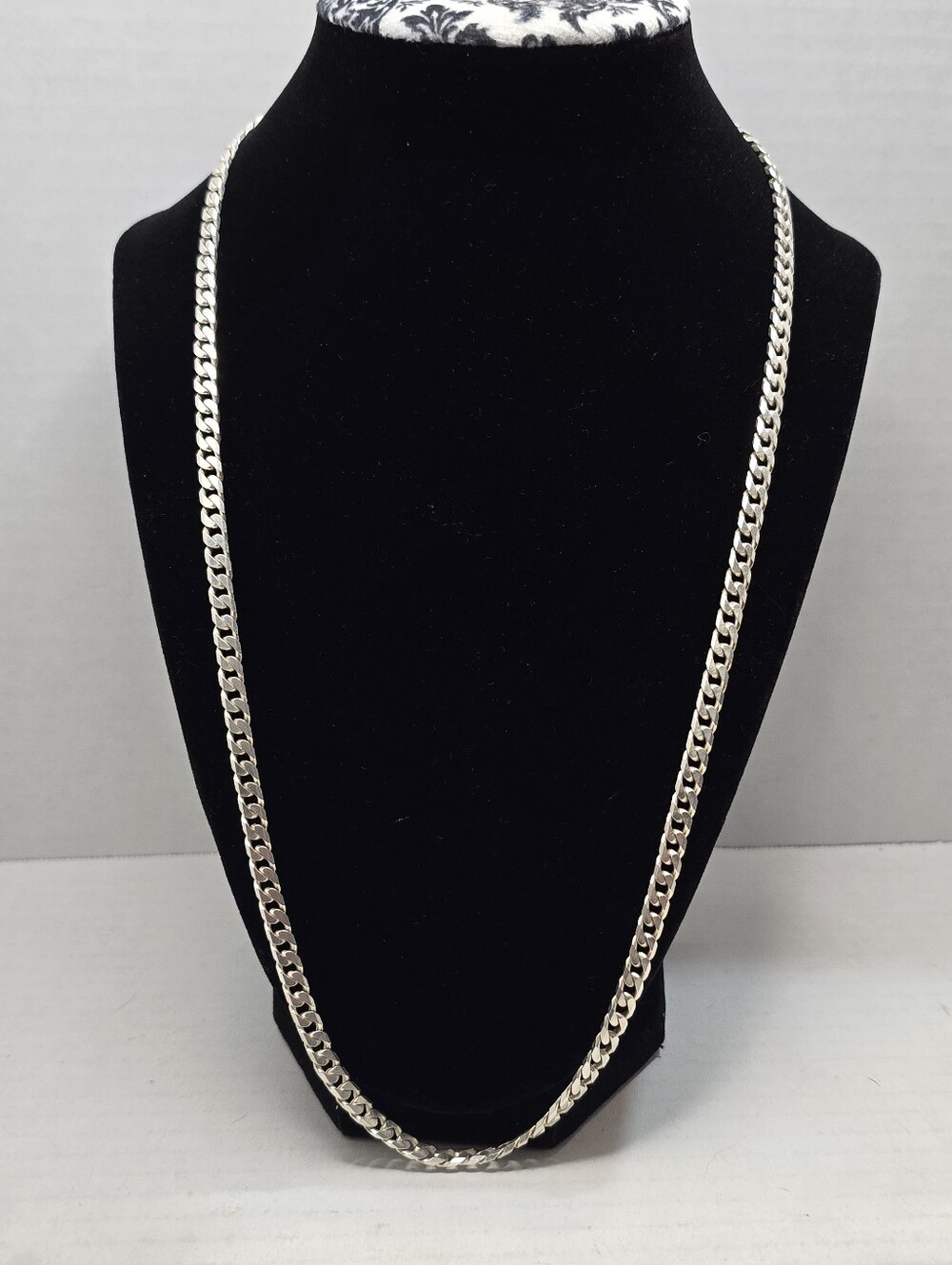 Vtg 'KA' 1772 24 Inch Solid Sterling Silver 5mm Cuban Link Necklace 32.5 Grams